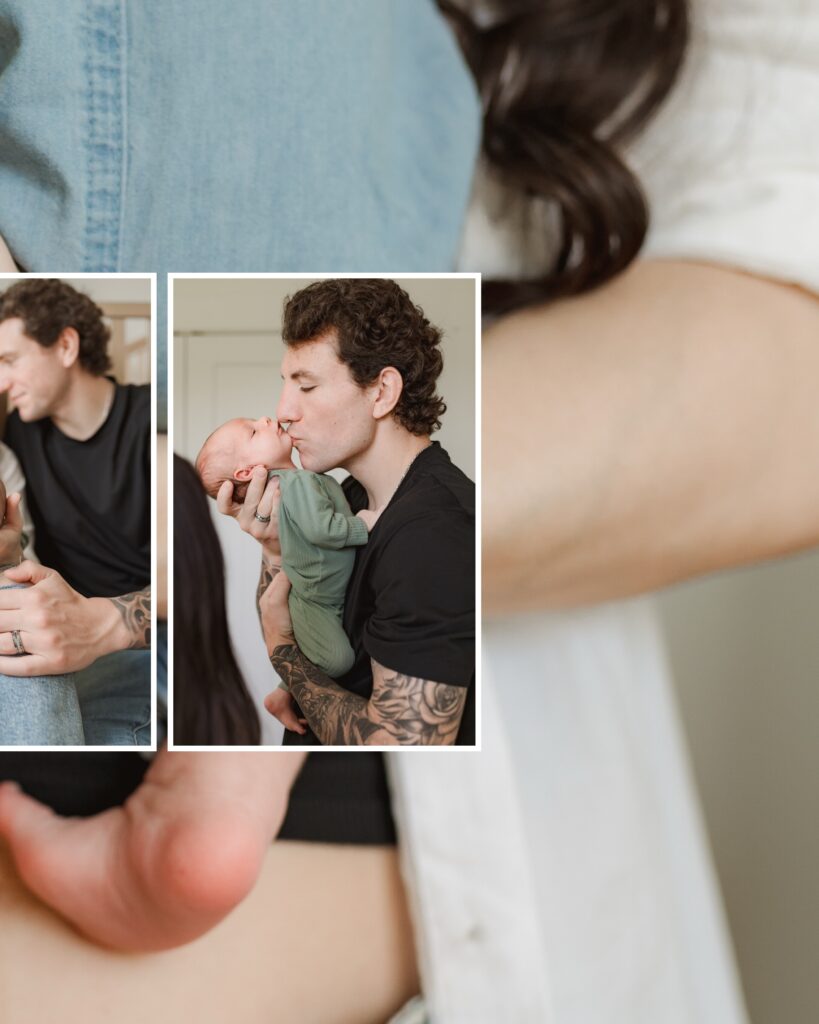 collage half, with 3 featured images. all of parent's snuggling a newborn baby boy part 2