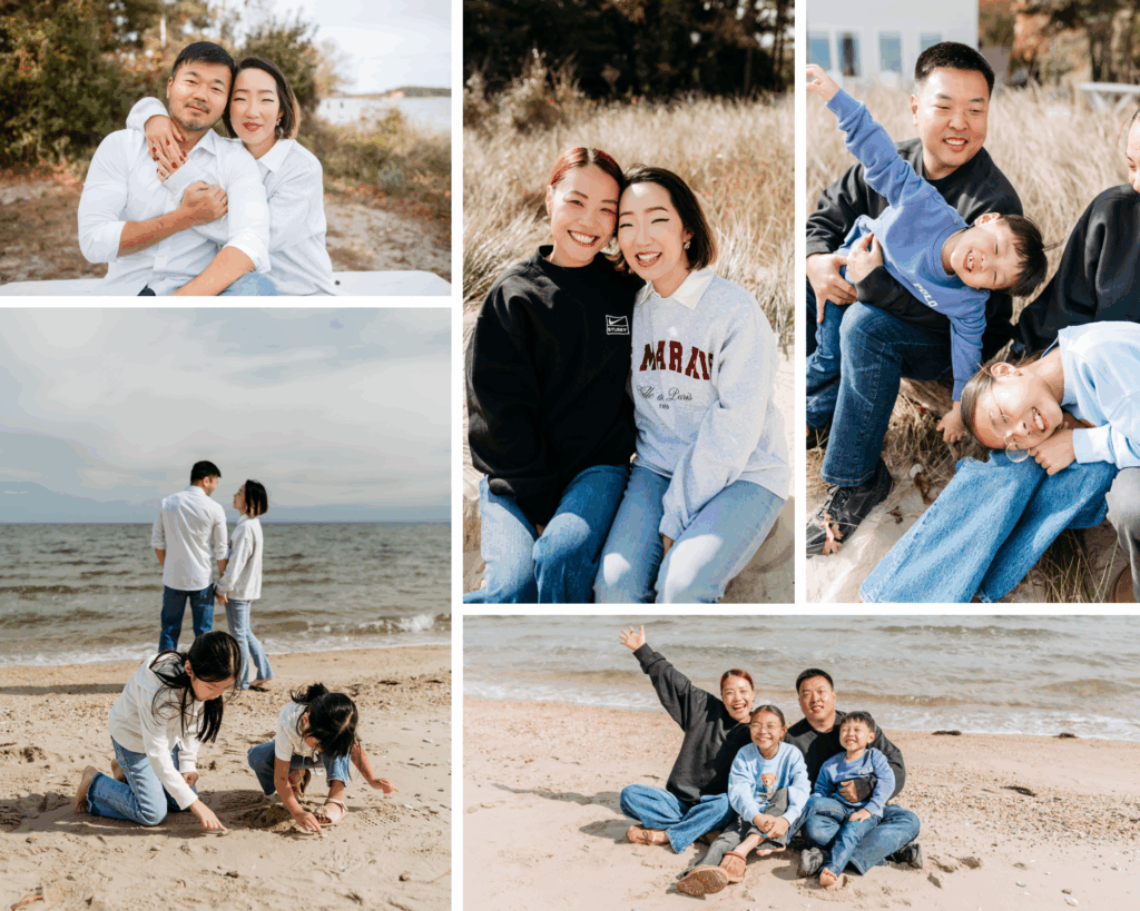 collage of six images, all featuring different photos of families.