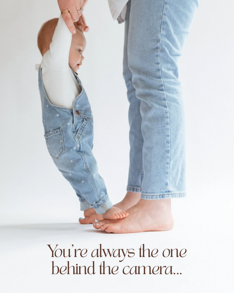 Mom and baby standing together during studio spring mini session in Annapolis
