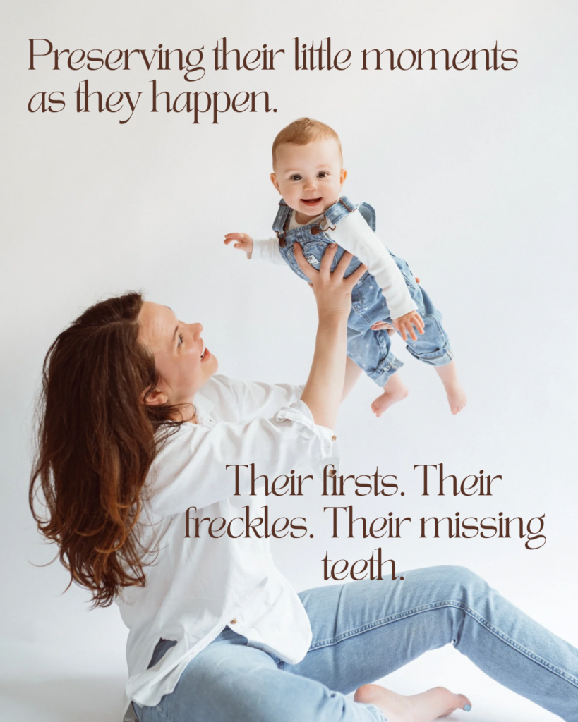 Mother lifting laughing baby during candid spring motherhood mini session in Annapolis studio